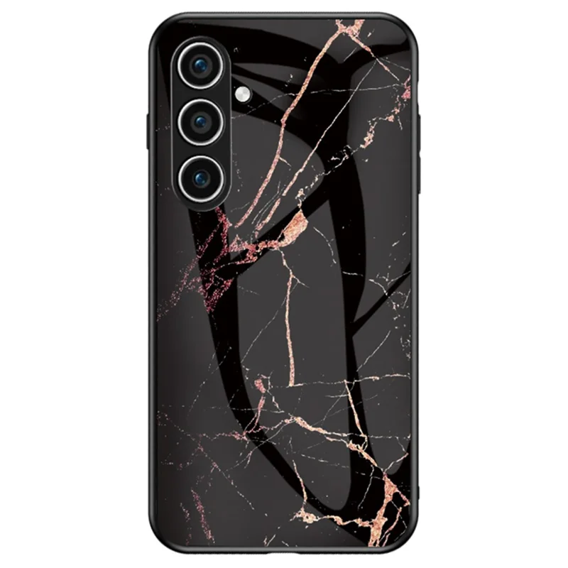 For Samsung Galaxy A16 4G / 5G Case Marble Pattern Tempered Glass + PC + TPU Protective Phone Cover - Gold Black Marble