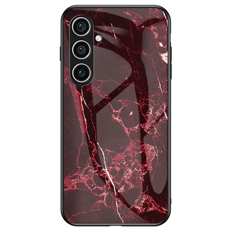 For Samsung Galaxy A36 5G Case Marble Pattern Tempered Glass + PC + TPU Protective Phone Cover - Blood Red Marble