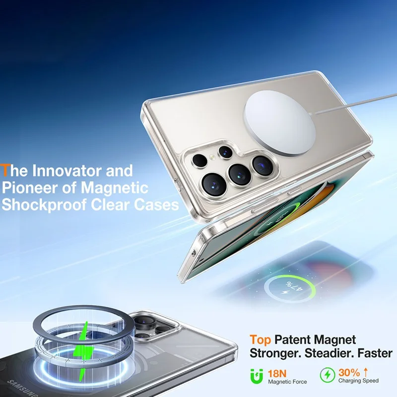 TORRAS Guardian-Mag Series For Samsung Galaxy S25 Ultra Magnetic Case Skin-Touch Matte PC + TPU Phone Cover - Transparent