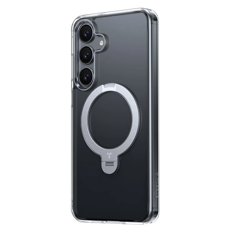 TORRAS Ostand Q3 Spin Series لجهاز Samsung Galaxy S25 غطاء هاتف متوافق مع MagSafe مع حامل دوار غطاء هاتف PC+TPU - شفاف