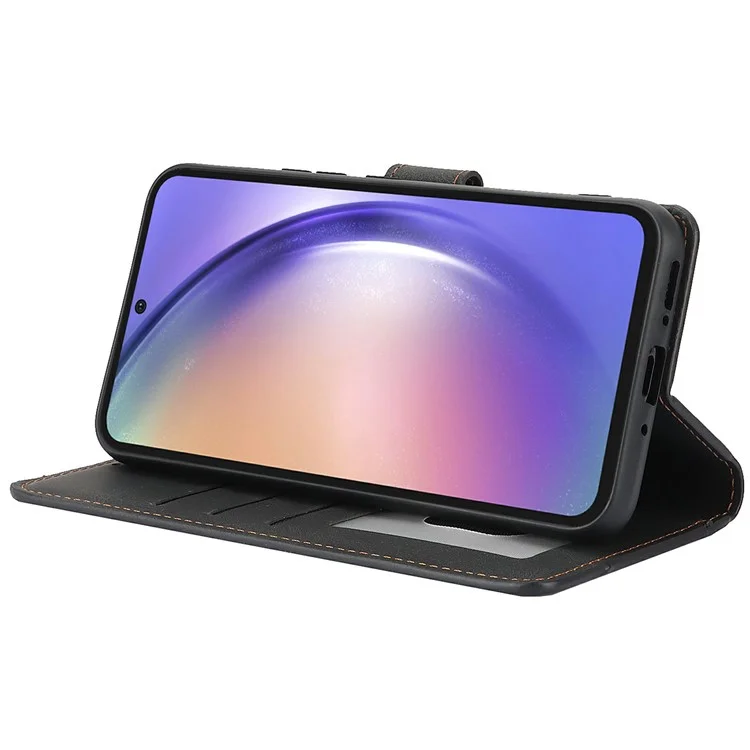 For Samsung Galaxy A56 5G Case PU Leather Phone Cover with Wallet Stand View - Black