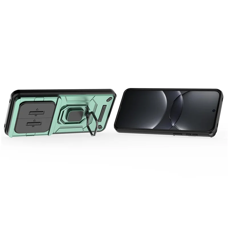 For Huawei Mate 70 Pro+ / 70 Pro Case PC+TPU Kickstand Phone Protector with Lens Cover - Green