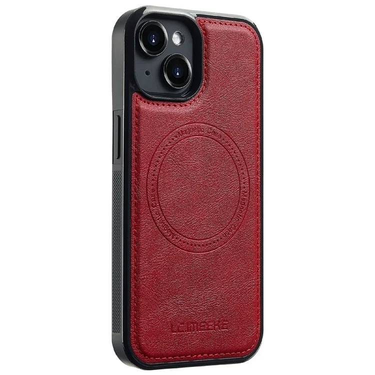 LC.IMEEKE Custodia magnetica per iPhone 15 Plus compatibile con MagSafe Pelle+Copertura posteriore in TPU - Rosso