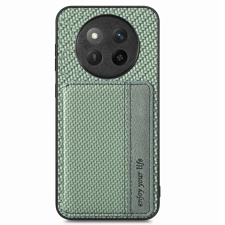 Чехол для телефона For Honor X60 Pro 5G / X9c 5G с держателем для карт с блокировкой RFID, из углеродного волокна, кожи, ПК и ТПУ - зеленый