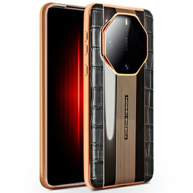 Funda QIALINO para Huawei Mate 60 RS Ultimate, compatible con MagSafe, de piel de vaca genuina y TPU, estilo de negocios - Negro