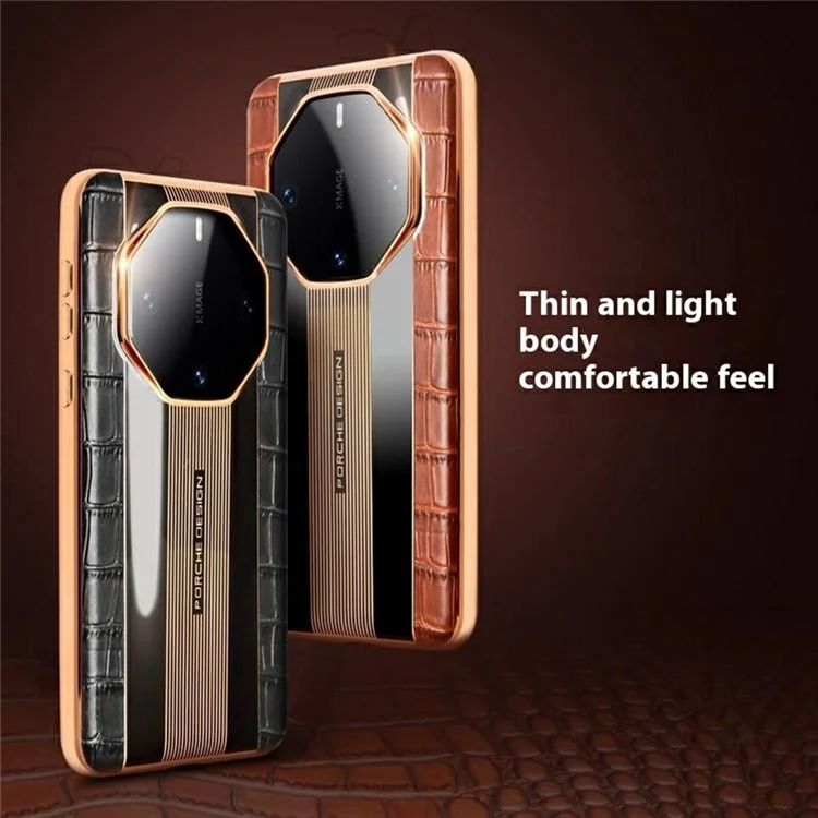 Funda QIALINO para Huawei Mate 60 RS Ultimate, compatible con MagSafe, de piel de vaca genuina y TPU, estilo de negocios - Negro