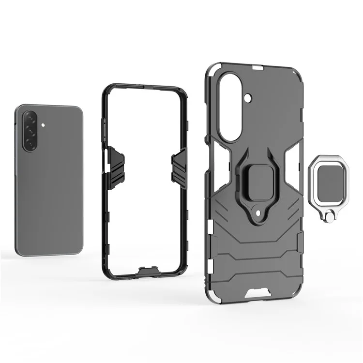 Coque de protection pour Samsung Galaxy A26 5G en PC+TPU avec support anneau - Noir