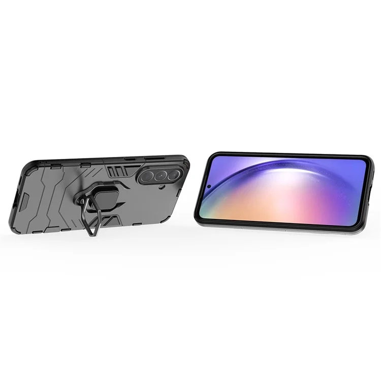 Funda para Samsung Galaxy A36 5G, cubierta protectora de teléfono de PC+TPU con soporte de anillo - Negro