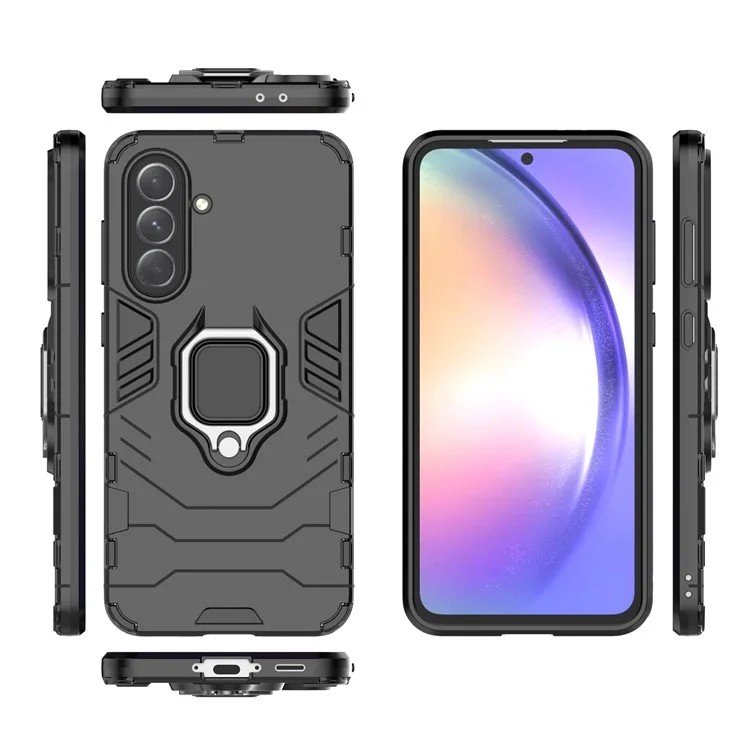 Funda para Samsung Galaxy A36 5G, cubierta protectora de teléfono de PC+TPU con soporte de anillo - Negro