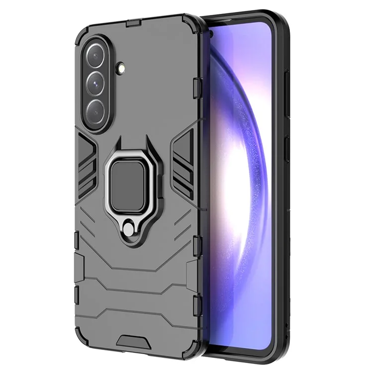 Funda para Samsung Galaxy A56 5G de PC+TPU con protección y soporte de anillo - Negro