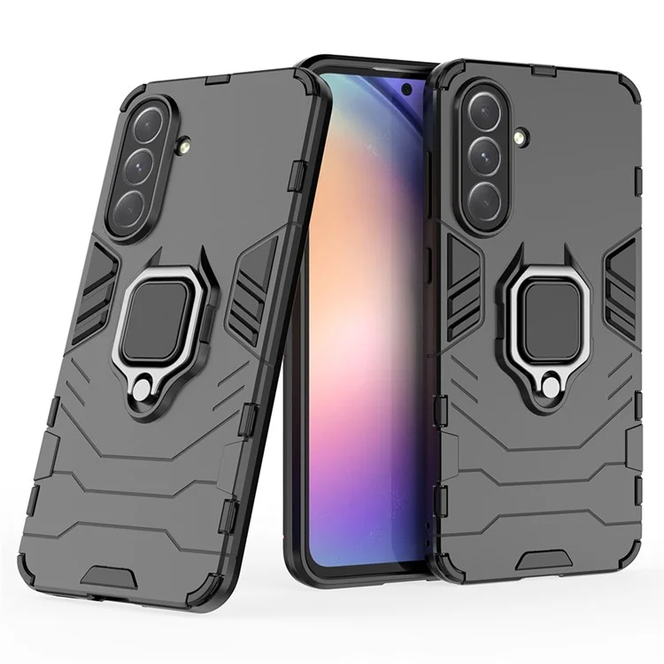 Funda para Samsung Galaxy A56 5G de PC+TPU con protección y soporte de anillo - Negro