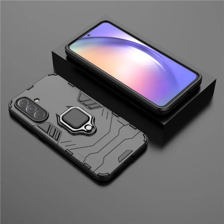 Funda para Samsung Galaxy A56 5G de PC+TPU con protección y soporte de anillo - Negro
