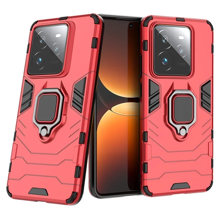Для Realme GT 7 Pro 5G Чехол PC+TPU Защитная крышка телефона с кольцевой подставкой - Красный