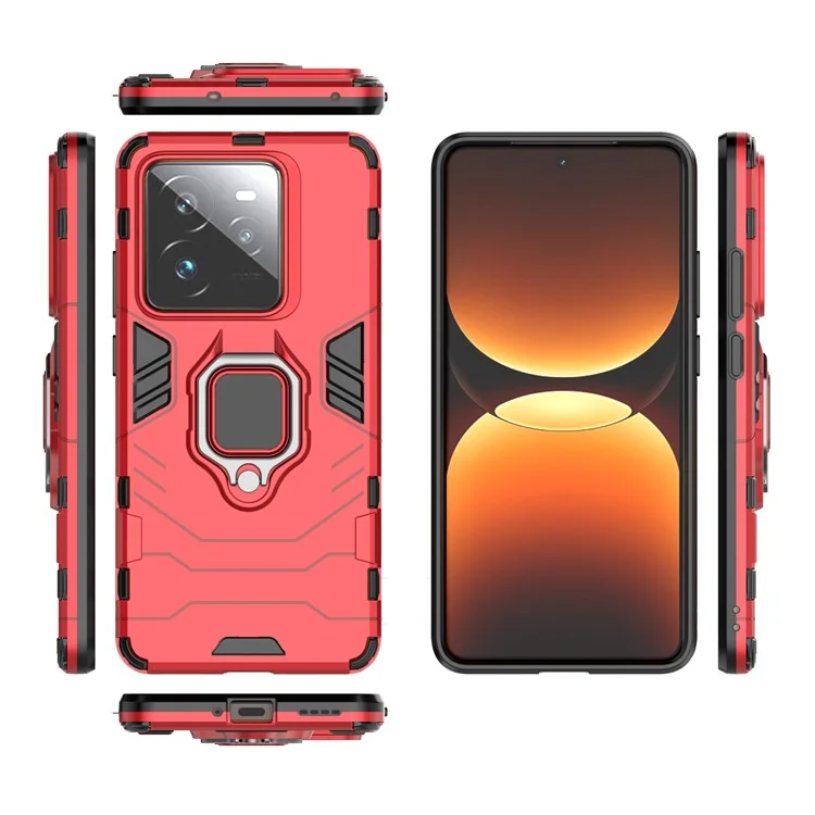 Для Realme GT 7 Pro 5G Чехол PC+TPU Защитная крышка телефона с кольцевой подставкой - Красный