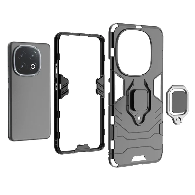 Capa para vivo iQOO 13 5G PC+TPU protetora com suporte de anel - Vermelha