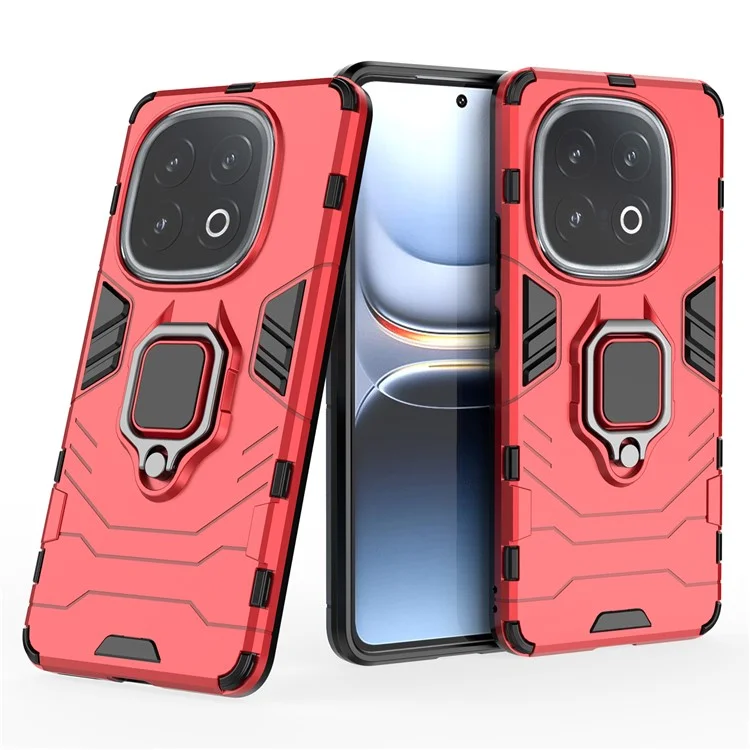 Capa para vivo iQOO 13 5G PC+TPU protetora com suporte de anel - Vermelha