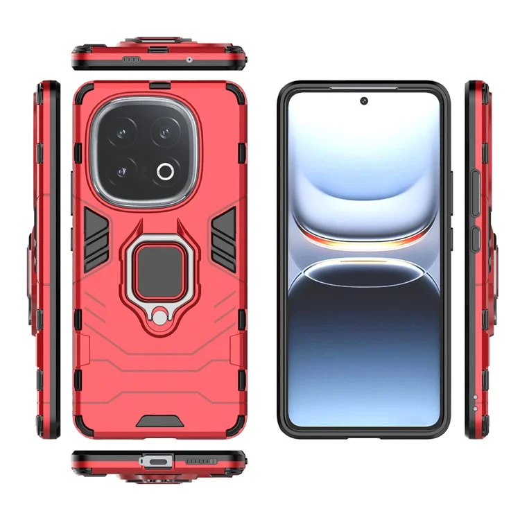Capa para vivo iQOO 13 5G PC+TPU protetora com suporte de anel - Vermelha