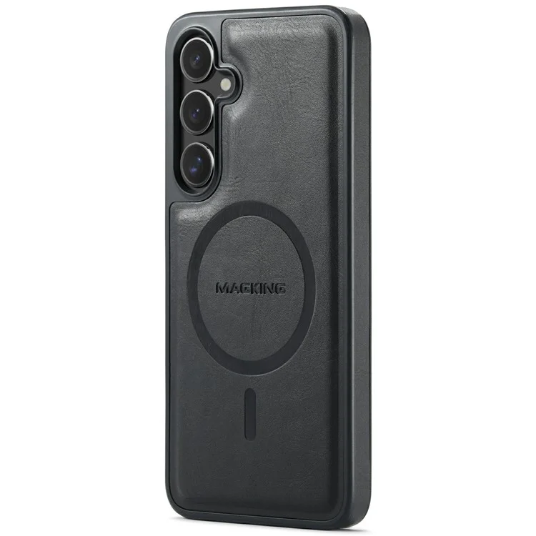 Coque magnétique MAGKING K1 Series pour Samsung Galaxy S25 en PC+TPU+Cuir PU - Noir