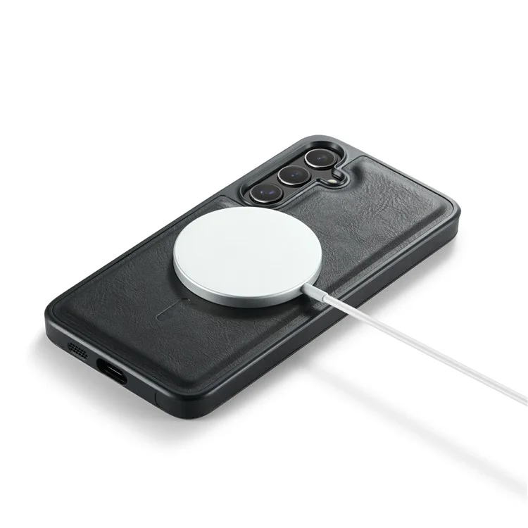 Coque magnétique MAGKING K1 Series pour Samsung Galaxy S25 en PC+TPU+Cuir PU - Noir