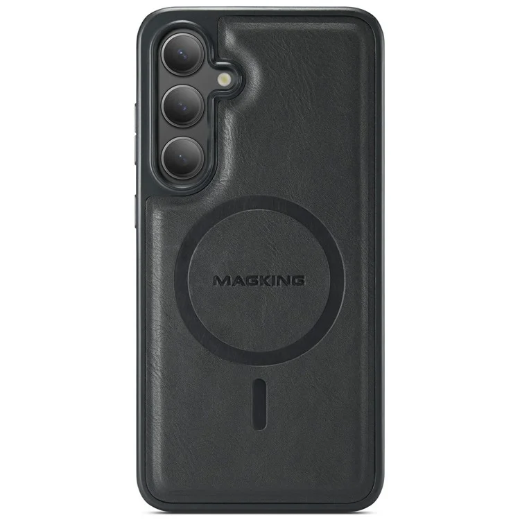 Capa magnética da série MAGKING K1 para Samsung Galaxy S25+ PC+TPU+Couro PU - Preto