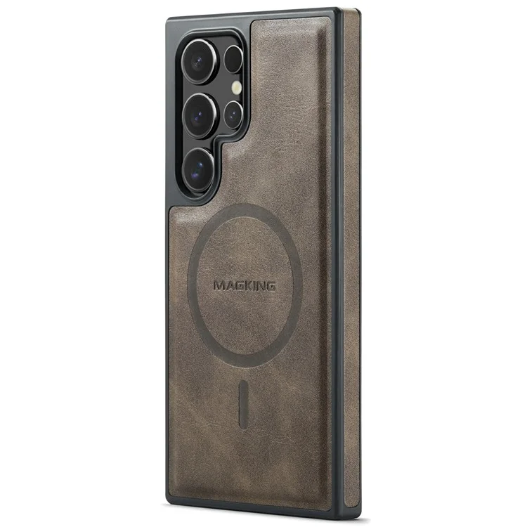 Étui magnétique MAGKING K1 Series pour Samsung Galaxy S25 Ultra en PC+TPU+Cuir PU - Café