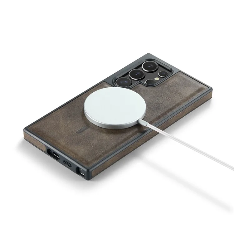 Étui magnétique MAGKING K1 Series pour Samsung Galaxy S25 Ultra en PC+TPU+Cuir PU - Café