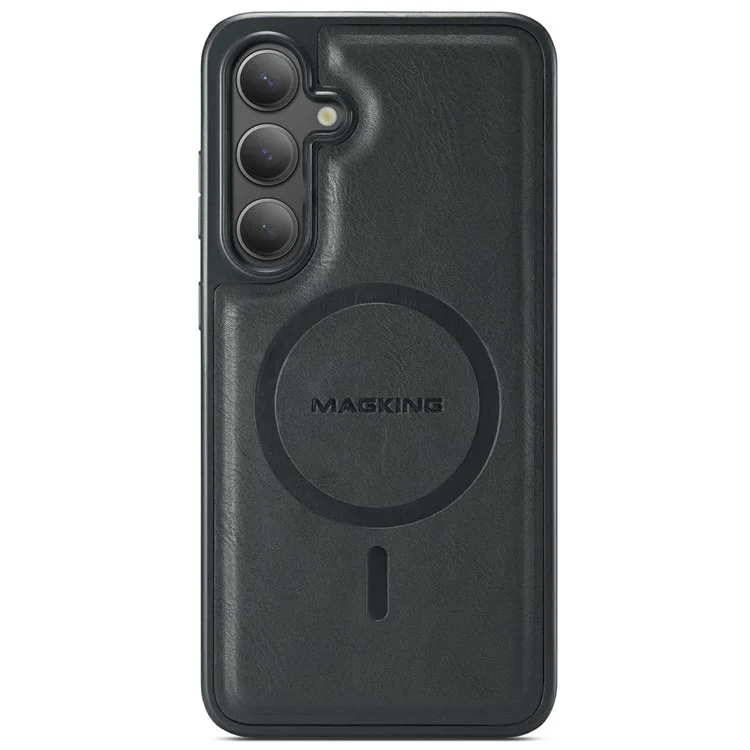 Capa magnética da série MAGKING K1 para Samsung Galaxy S25, de PC+TPU+PU, com porta-cartões - Preta