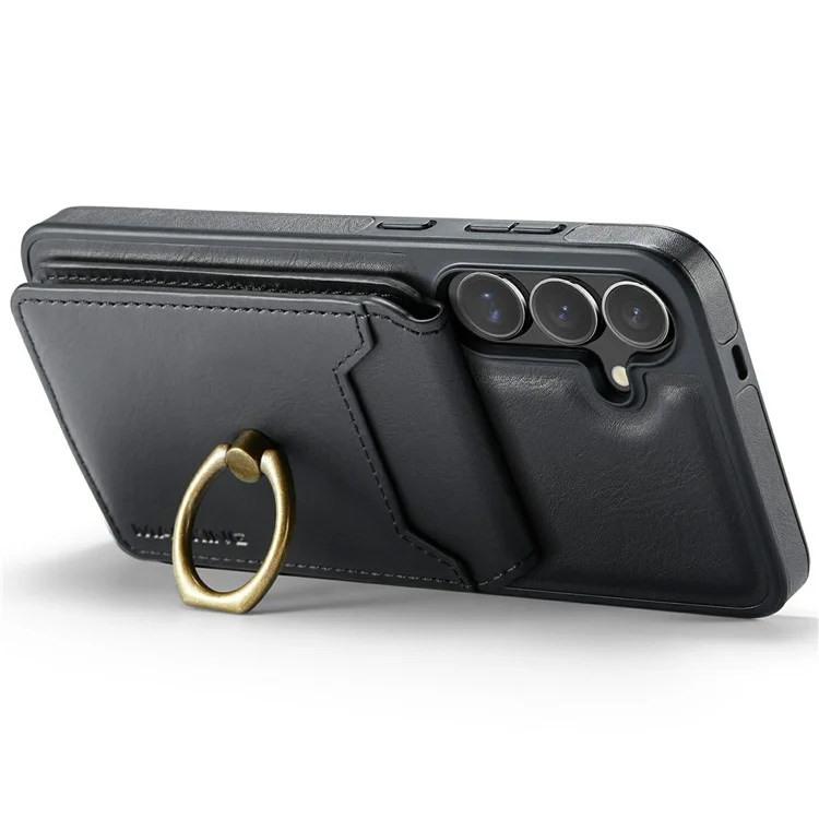 Capa magnética da série MAGKING K1 para Samsung Galaxy S25, de PC+TPU+PU, com porta-cartões - Preta