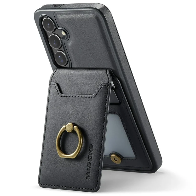 Capa magnética da série MAGKING K1 para Samsung Galaxy S25, de PC+TPU+PU, com porta-cartões - Preta