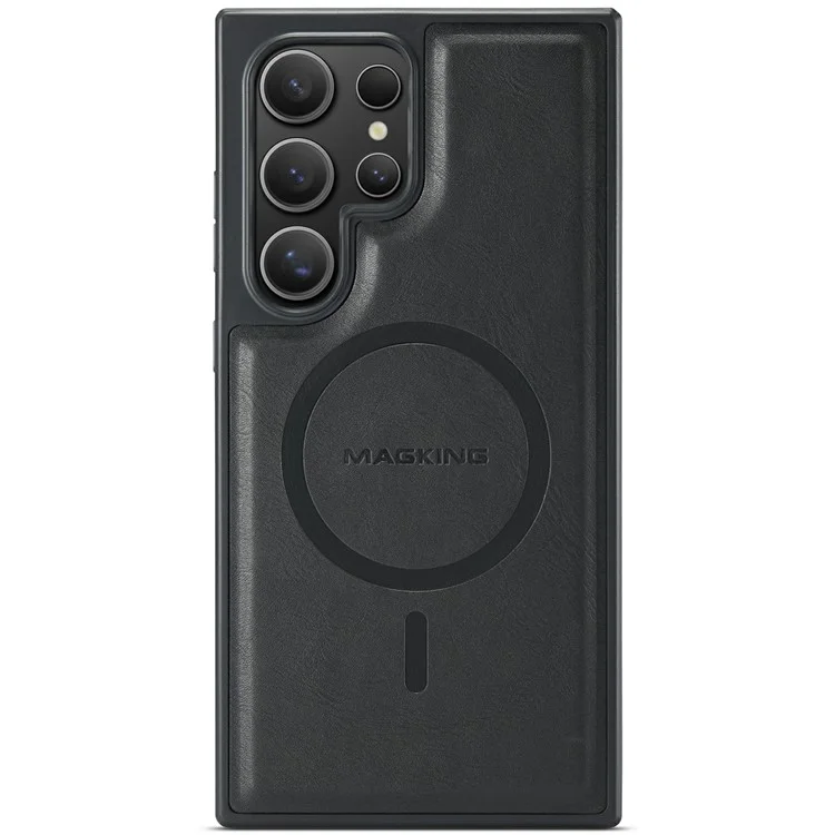 Capa magnética da série MAGKING K1 para Samsung Galaxy S25 Ultra, com suporte para cartão, feita de PC+TPU+PU - Preta