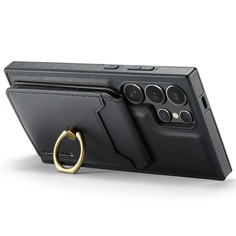 Capa magnética da série MAGKING K1 para Samsung Galaxy S25 Ultra, com suporte para cartão, feita de PC+TPU+PU - Preta