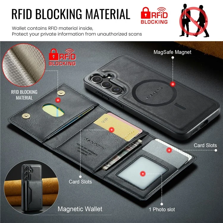 Funda para Samsung Galaxy S25+ de la serie MAGKING K2 compatible con MagSafe, de PC+TPU+PU - Negro