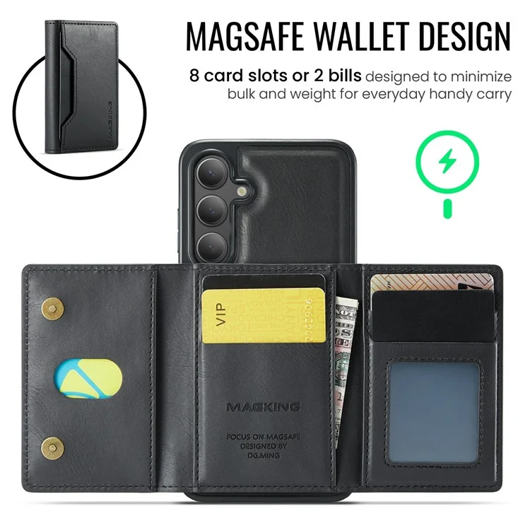 Funda para Samsung Galaxy S25+ de la serie MAGKING K2 compatible con MagSafe, de PC+TPU+PU - Negro