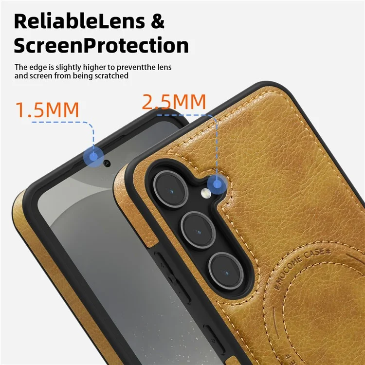 Capa magnética de couro com suporte para Samsung Galaxy S25, compatível com MagSafe - Marrom