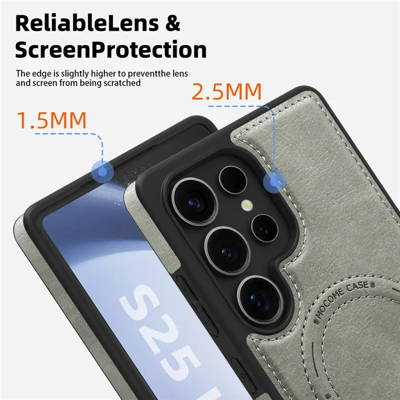 For Samsung Galaxy S25 Ultra Magnetic Case with Folded Kickstand PC Silicone Leather Phone Back Cover  - Grey