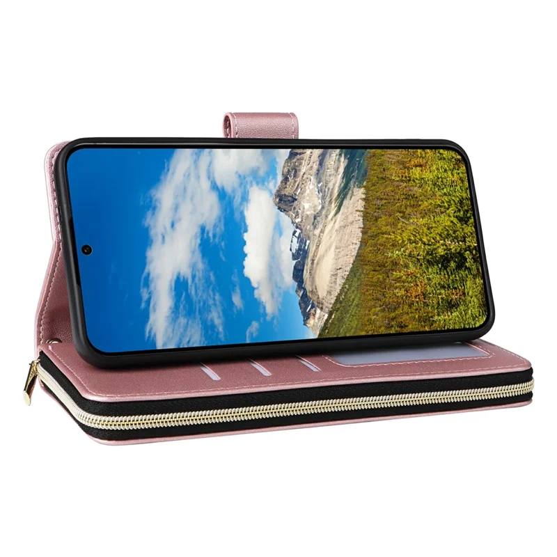 For Samsung Galaxy S25+ / S24+ Case Zipper Pocket PU Leather Cover with 9 Card Slots - Rose Gold

Для Samsung Galaxy S25+ / S24+ Чехол с застежкой-молнией и карманом из искусственной кожи с 9 слотами для карт - Розовое золото