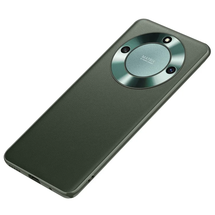 Case de Teléfono Para Honor X40 5G, Diseño de Lentes de Metal Recubrimiento de Cuero PU Texturizado TPU + PC Protectora Protectora de Protección - Verde