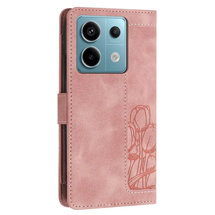 Custodia in pelle con 5 slot per schede portafoglio per Xiaomi Redmi Note 13 5G - Rosa