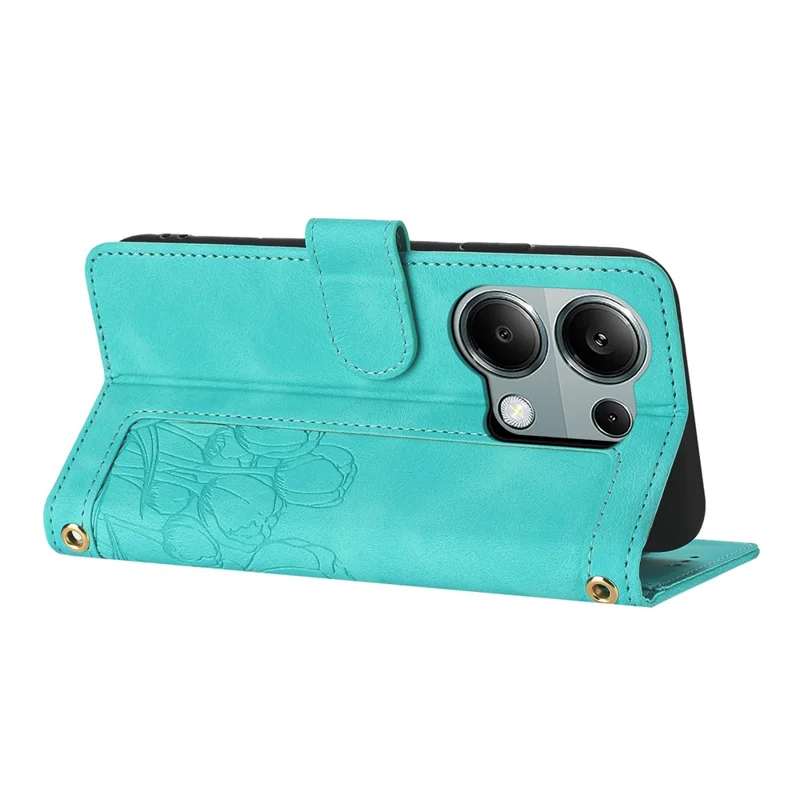 Funda para Xiaomi Poco M6 Pro 4G / Redmi Note 13 Pro 4G de piel con tulipán y 5 ranuras para tarjetas - Verde