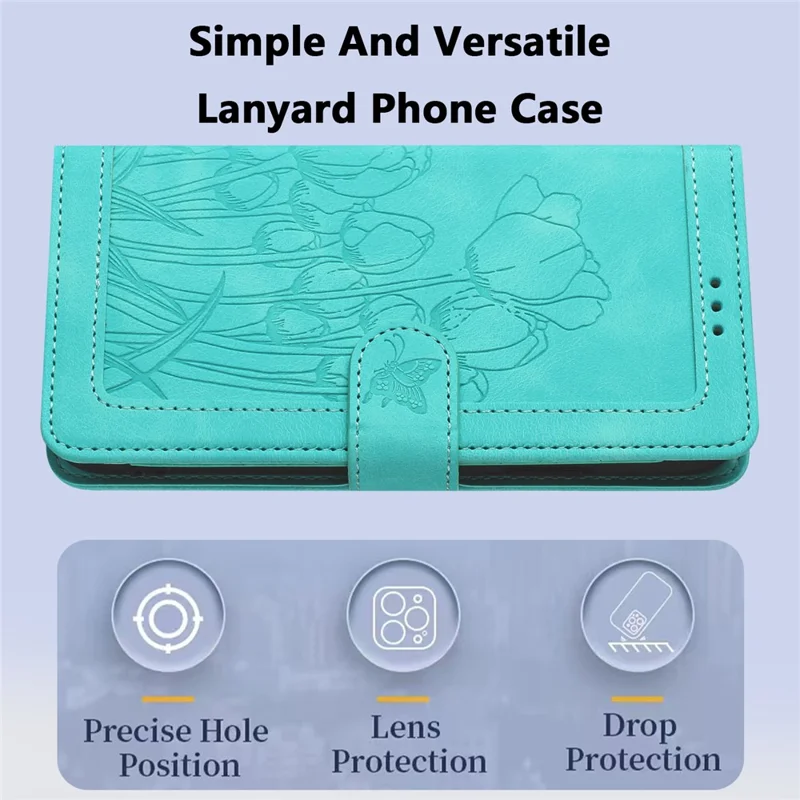 Funda para Xiaomi Poco M6 Pro 4G / Redmi Note 13 Pro 4G de piel con tulipán y 5 ranuras para tarjetas - Verde