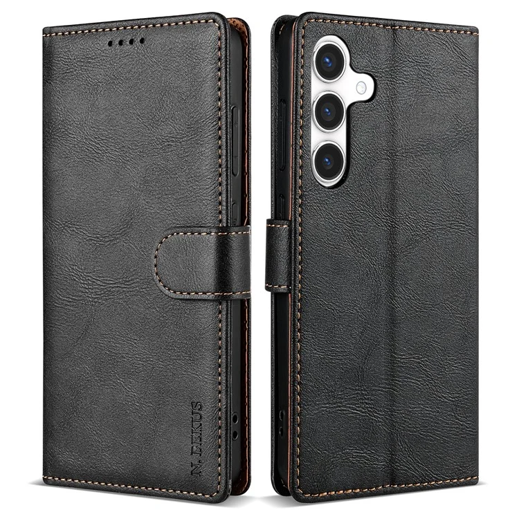 N.BEKUS CSJ-001 For 	Samsung Galaxy A56 5G Stand Case PU Leather Wallet Phone Cover - Black