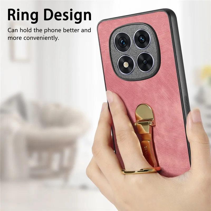 CASENEO D22 For Xiaomi Redmi Note 14 Pro 5G / Poco X7 5G Case Folding Kickstand Retro Leather Back Cover - Pink