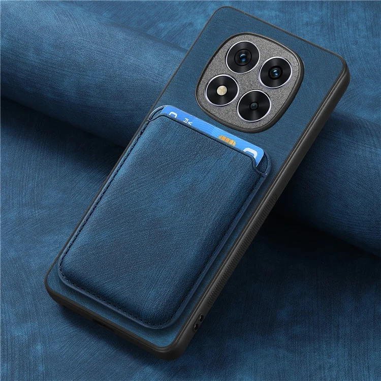 Für Xiaomi Redmi Note 14 Pro 5G Hülle Retro-Leder+TPU-Telefonabdeckung mit abnehmbarem Kartenschlitz - Blau