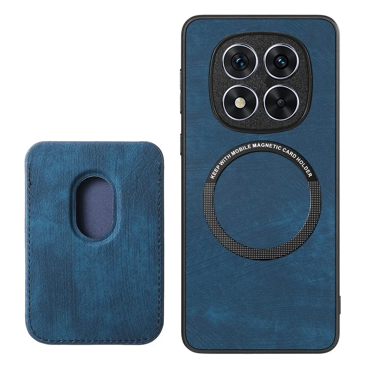 Für Xiaomi Redmi Note 14 Pro 5G Hülle Retro-Leder+TPU-Telefonabdeckung mit abnehmbarem Kartenschlitz - Blau