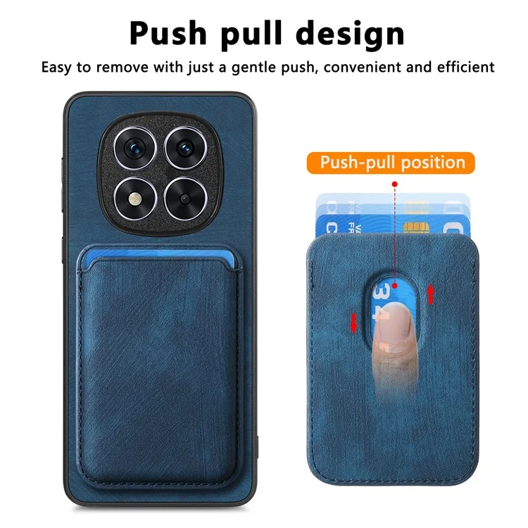 Für Xiaomi Redmi Note 14 Pro 5G Hülle Retro-Leder+TPU-Telefonabdeckung mit abnehmbarem Kartenschlitz - Blau