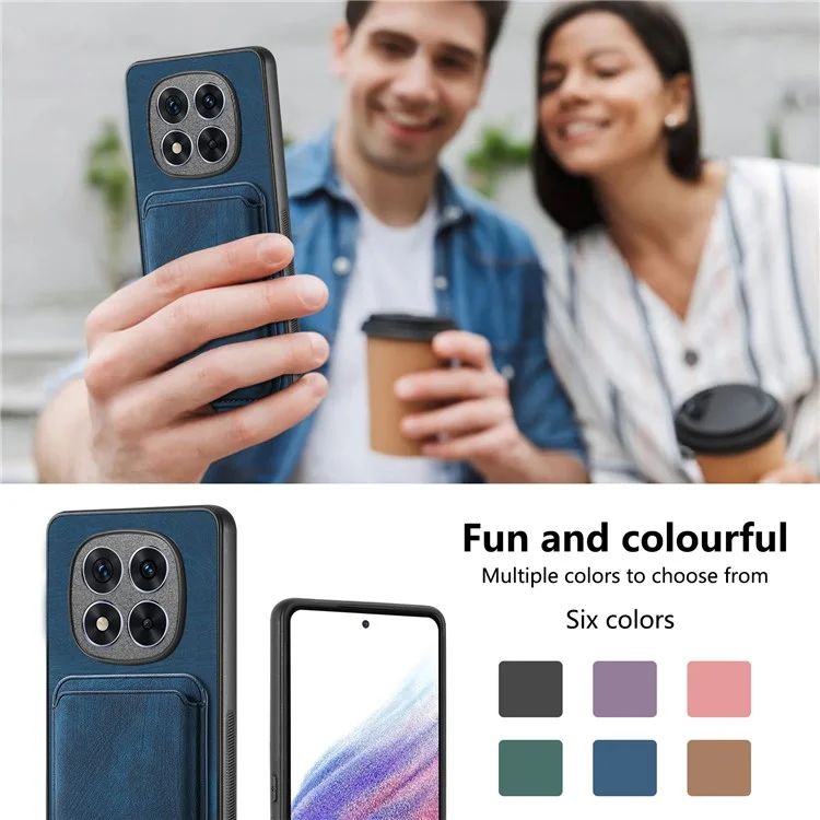 Für Xiaomi Redmi Note 14 Pro 5G Hülle Retro-Leder+TPU-Telefonabdeckung mit abnehmbarem Kartenschlitz - Blau