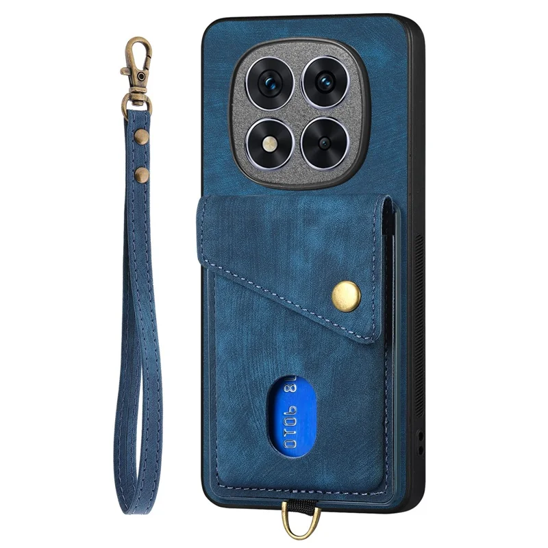 For Xiaomi Redmi Note 14 Pro 5G / Poco X7 5G Case Leather+TPU Back Cover with Card Slot Kickstand - Blue