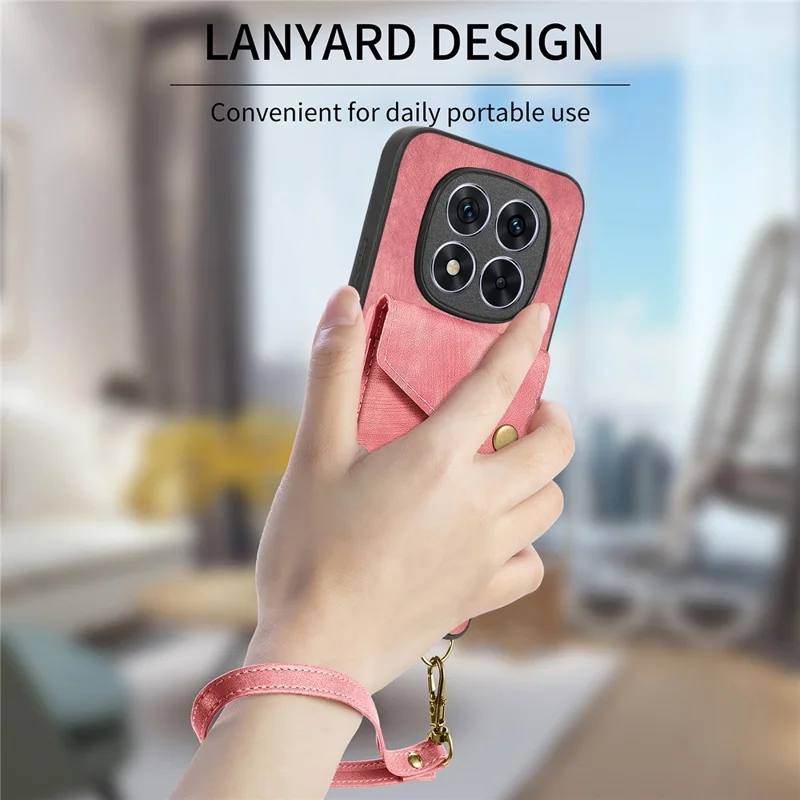 For Xiaomi Redmi Note 14 Pro 5G / Poco X7 5G Case Leather+TPU Back Cover with Card Slot Kickstand - Blue