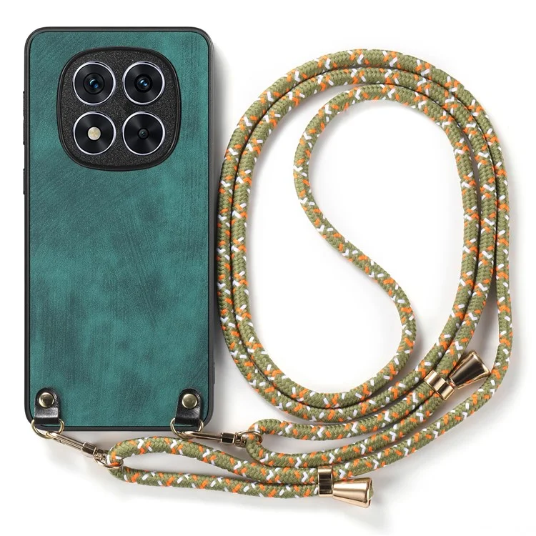 Für Xiaomi Redmi Note 14 Pro+ 5G Hülle Retro-Textur Lederüberzogene PC+TPU-Handyhülle mit Aufhängeseil - Grün