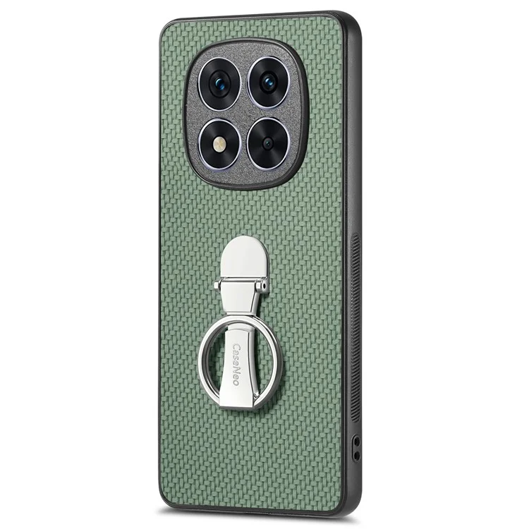 CASENEO C1-19 per Xiaomi Redmi Note 14 Pro+ 5G Custodia con supporto pieghevole Copertura posteriore in pelle con texture in fibra di carbonio - Verde
